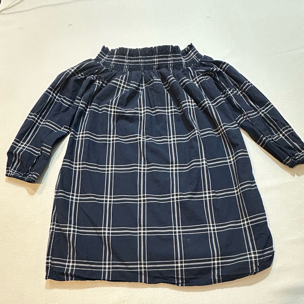 Abercrombie Navy Plaid Off Shoulder Dress / Tunic Size S